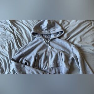 Gray Refuge Athletics Cropped Zip Hoodie